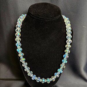 Hand Crafted Crystal AB Necklace and Earring Ensemble